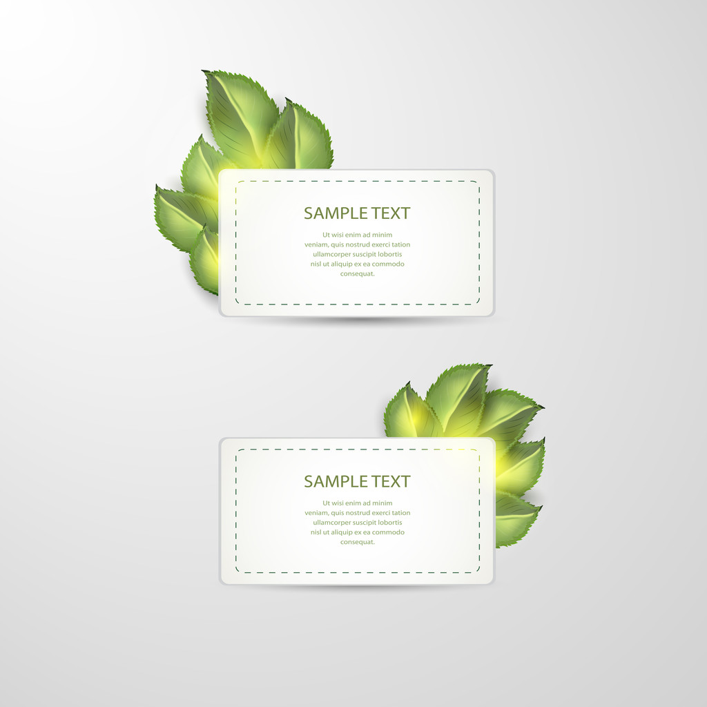 Vector stickers with green leafs - Vector, Image