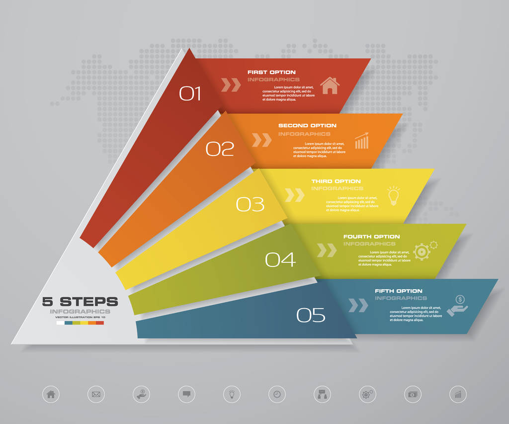 Pirámide de 5 pasos con espacio libre para texto en cada nivel. infografías, presentaciones o publicidad. EPS10
. - Vector, Imagen