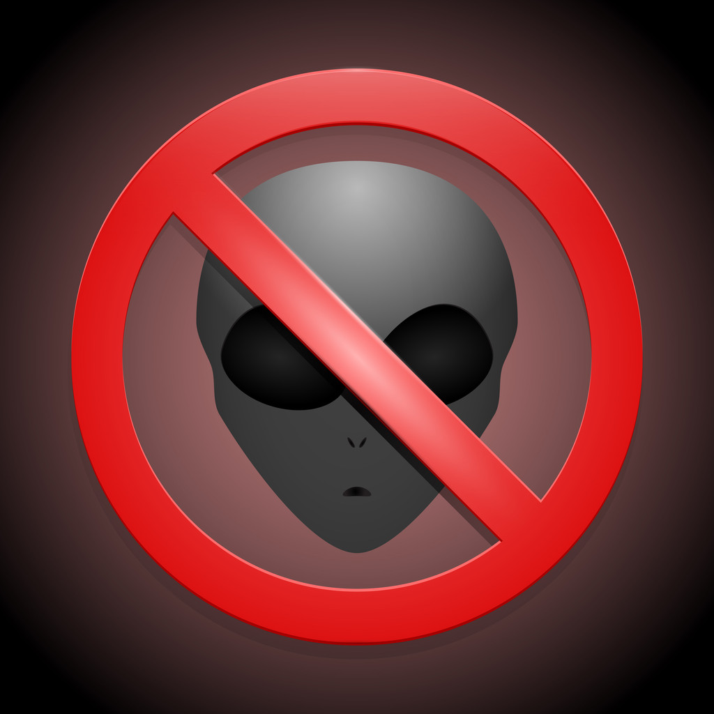 Signe vectoriel indiquant qu'aucun extraterrestre n'est autorisé
 - Vecteur, image