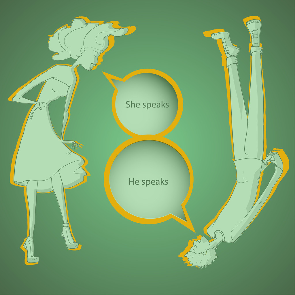 jongen en meisje praten - vectorillustratie - Vector, afbeelding