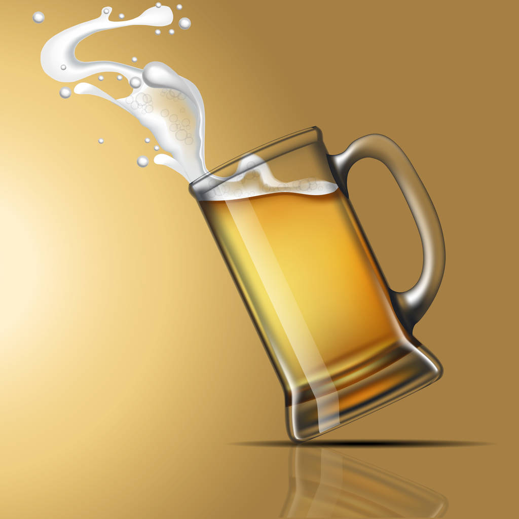 Πιτσίλισμα μπύρα σε ποτήρι - Διάνυσμα, εικόνα