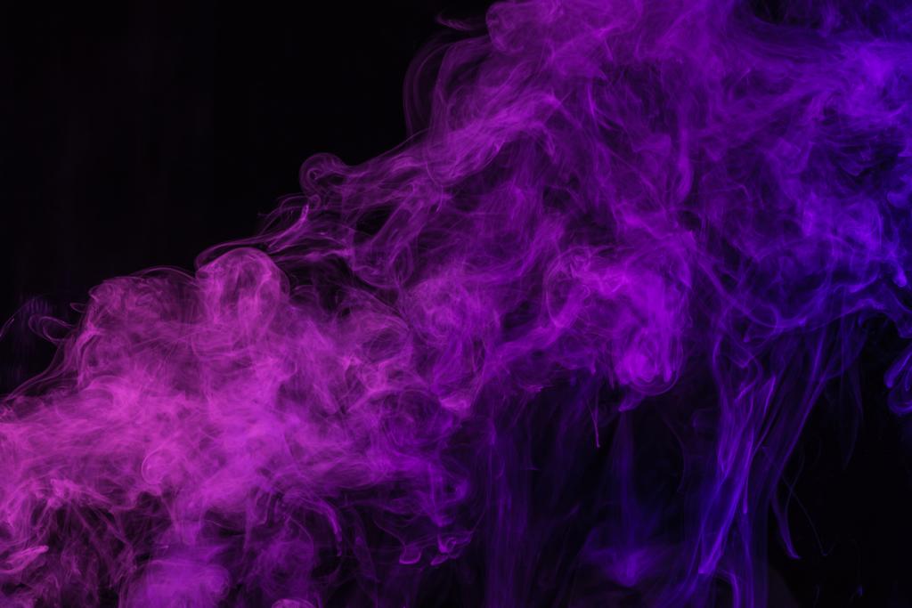 mystical purple smoke on black background - Photo, Image