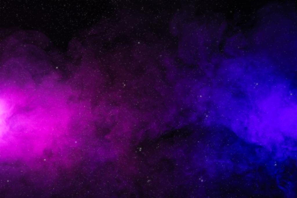 abstract pink and purple smoke on black background as space with stars  - Photo, Image