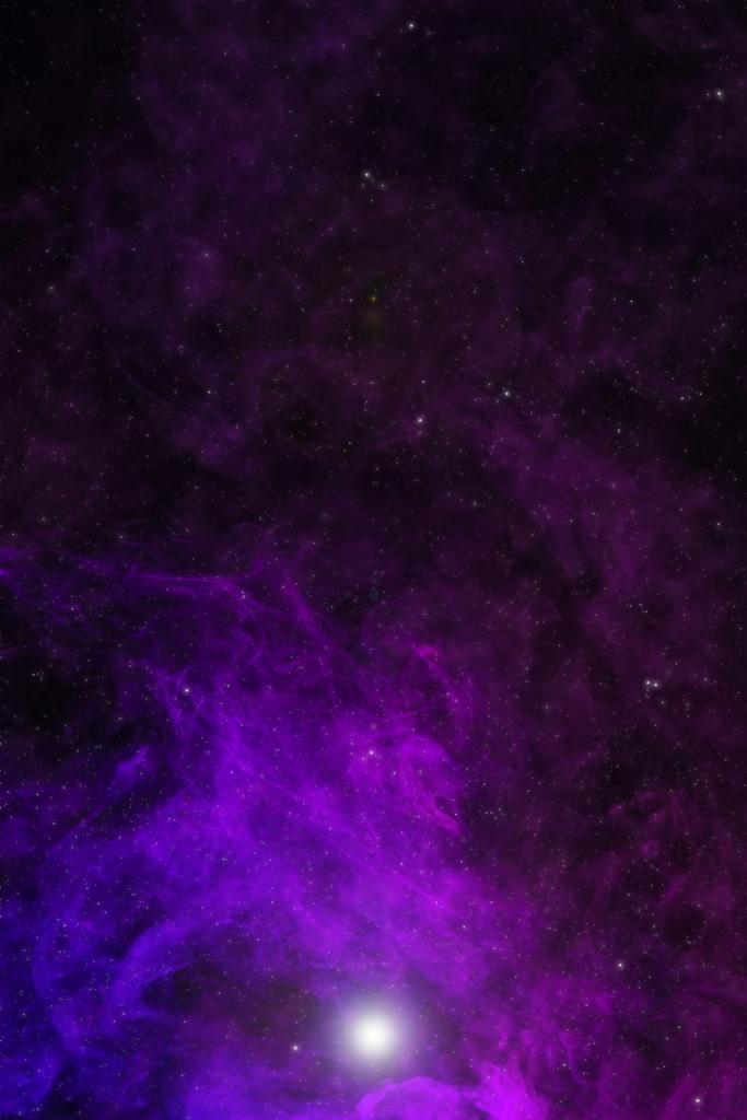 beautiful universe background with violet smoke, stars and glowing light - Photo, Image