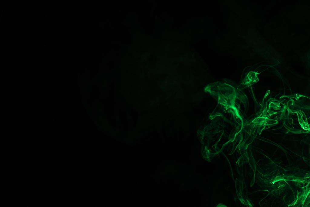 Green Smoke On Black Background With Copy Free Stock Photo and Image