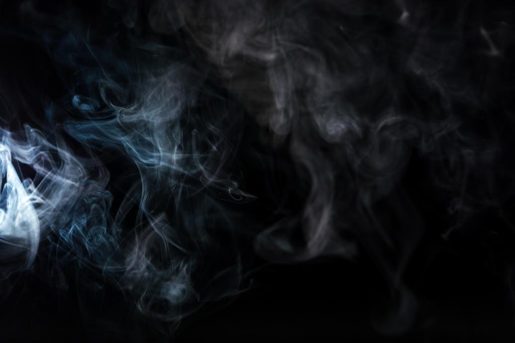 abstract background with grey smoky swirl on black - Photo, Image