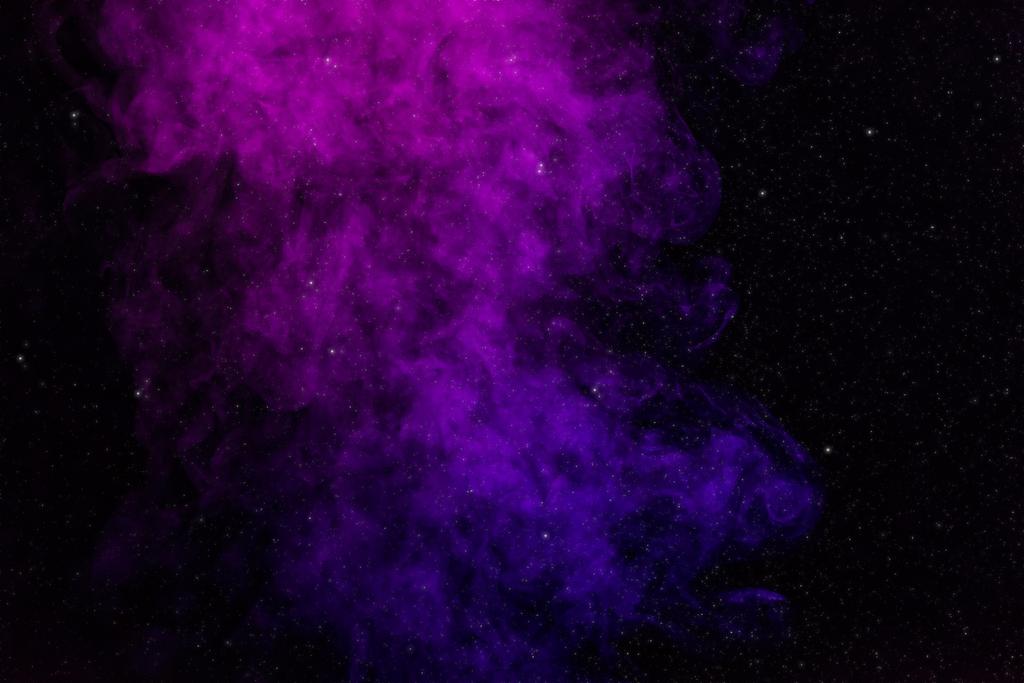 fondo negro con humo púrpura, rosa y estrellas
  - Foto, Imagen