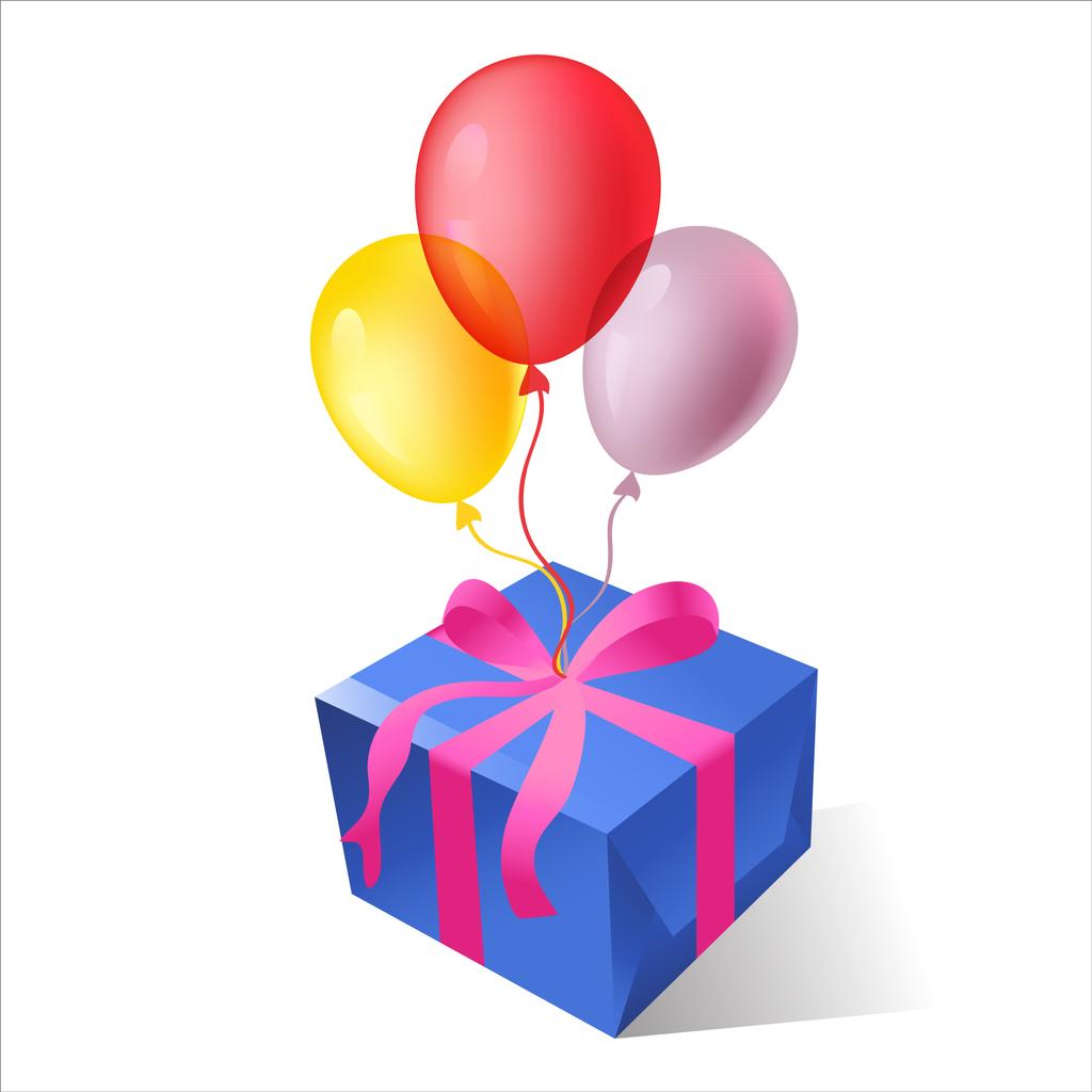 Vector isolated gift boxes with balloons - Vector, Image