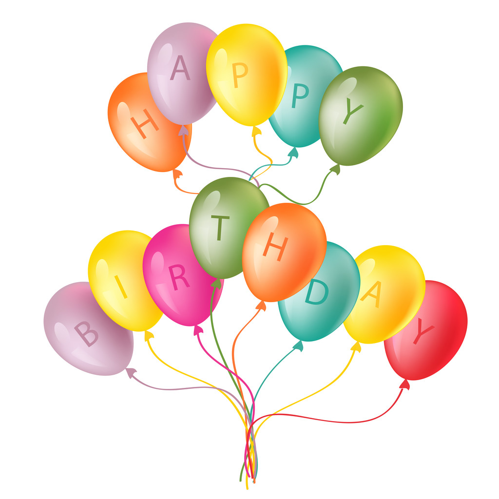 Happy Birthday Karte mit Luftballons - Vektor, Bild