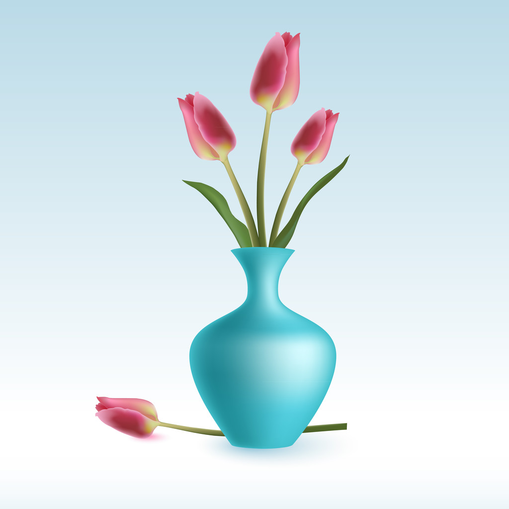 ilustracja wektor ładny tulipany w wazonie - Wektor, obraz