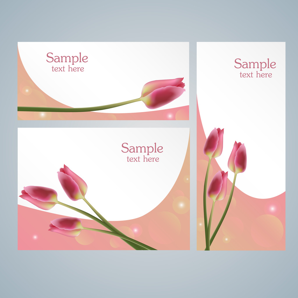 Folleto de tarjetas de plantillas con tulipanes rojos
 - Vector, imagen