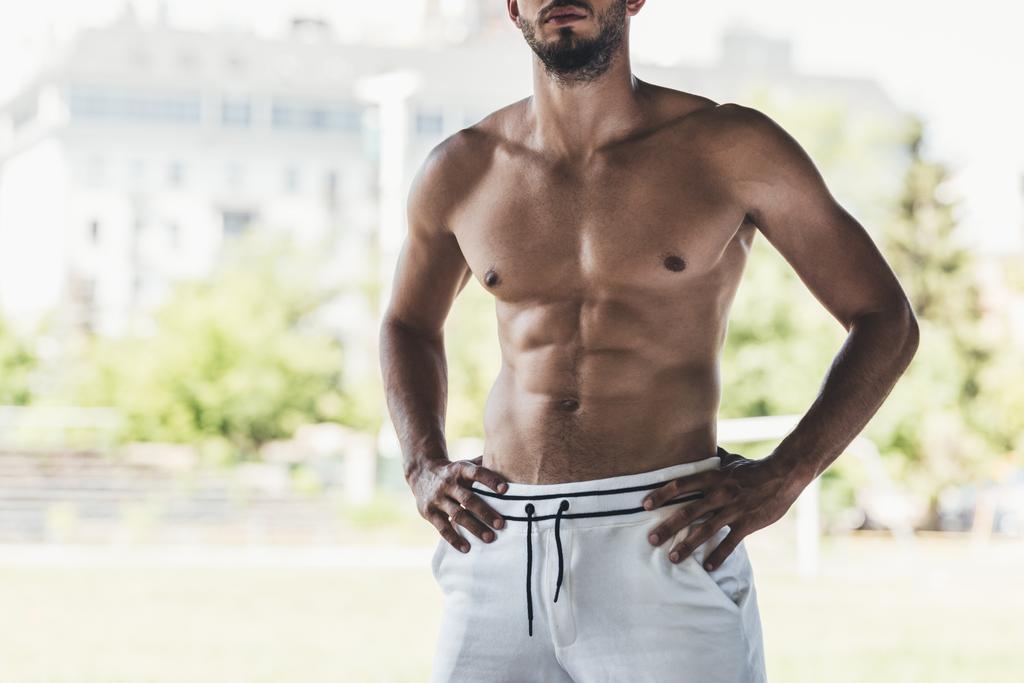 cropped shot of athletic shirtless young man - Photo, Image