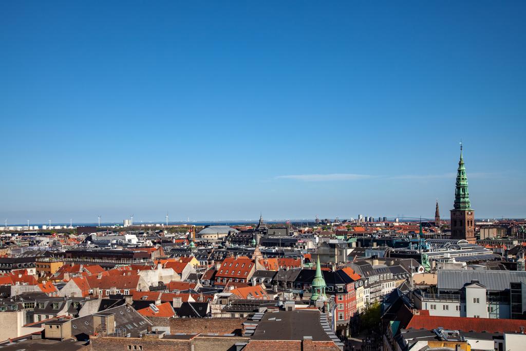 aerial view of beautiful cityscape with historical tower in copenhagen, denmark - Photo, Image