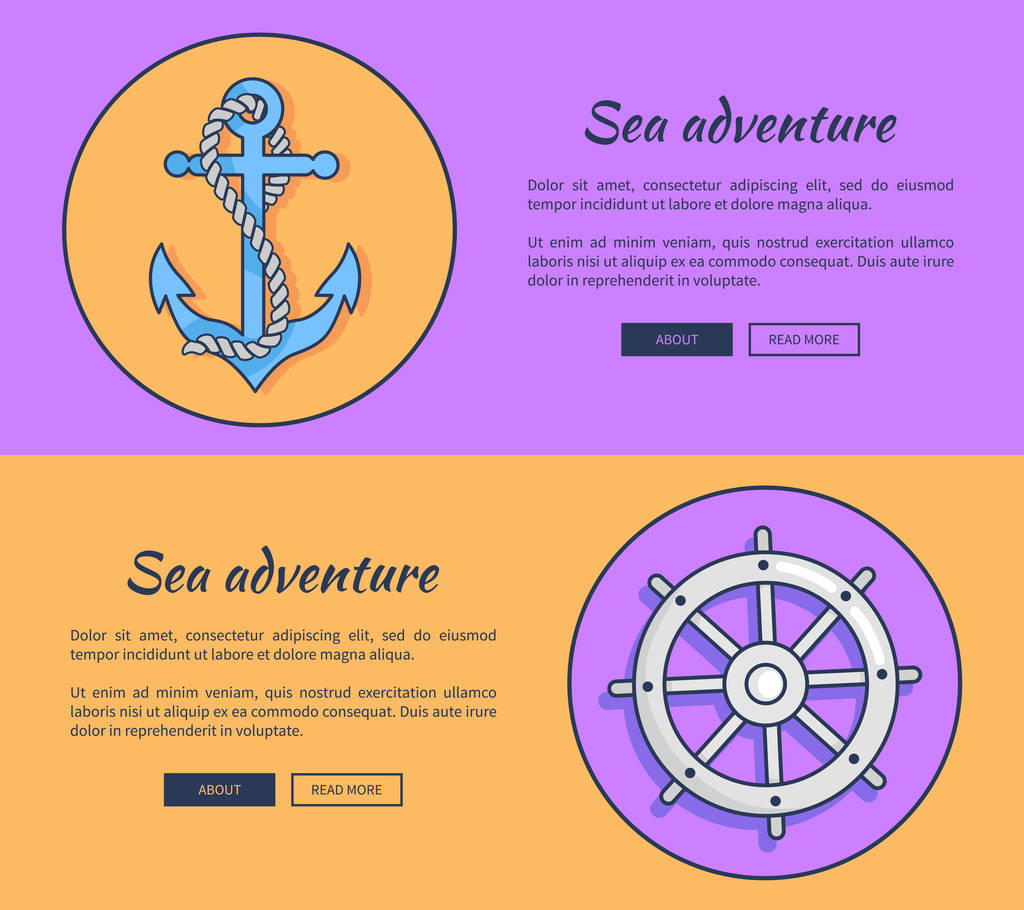 Set van Banners van de reclame voor zee-Adventures - Vector, afbeelding