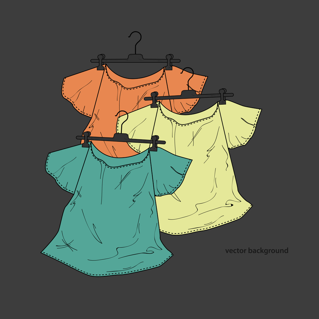 Hintergrund von Hemden auf Kleiderbügeln - Vektor, Bild