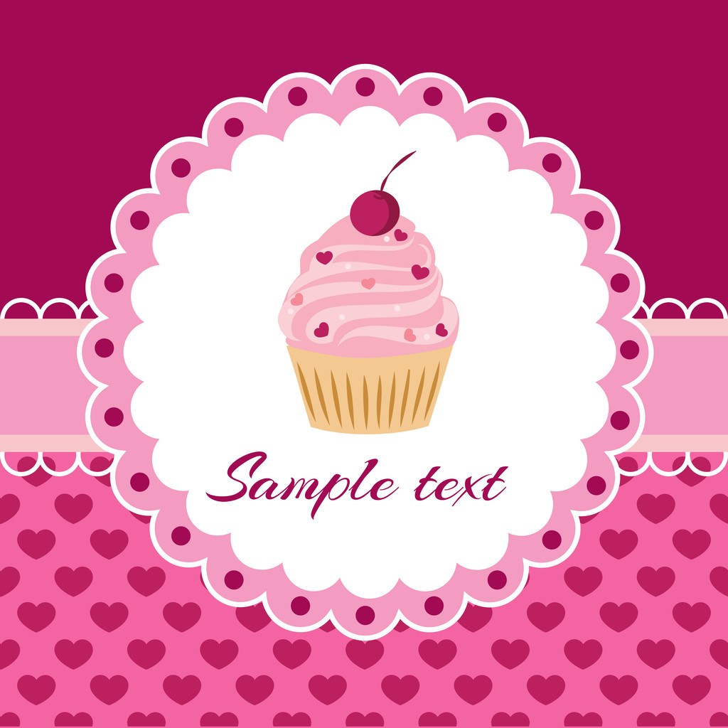 Vector card with cupcake. Place for text. - Vector, Image