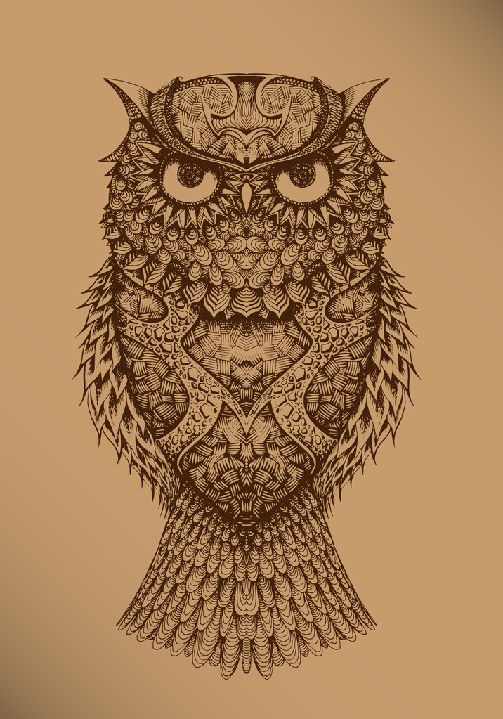 owl on a brown background - Vector, Image
