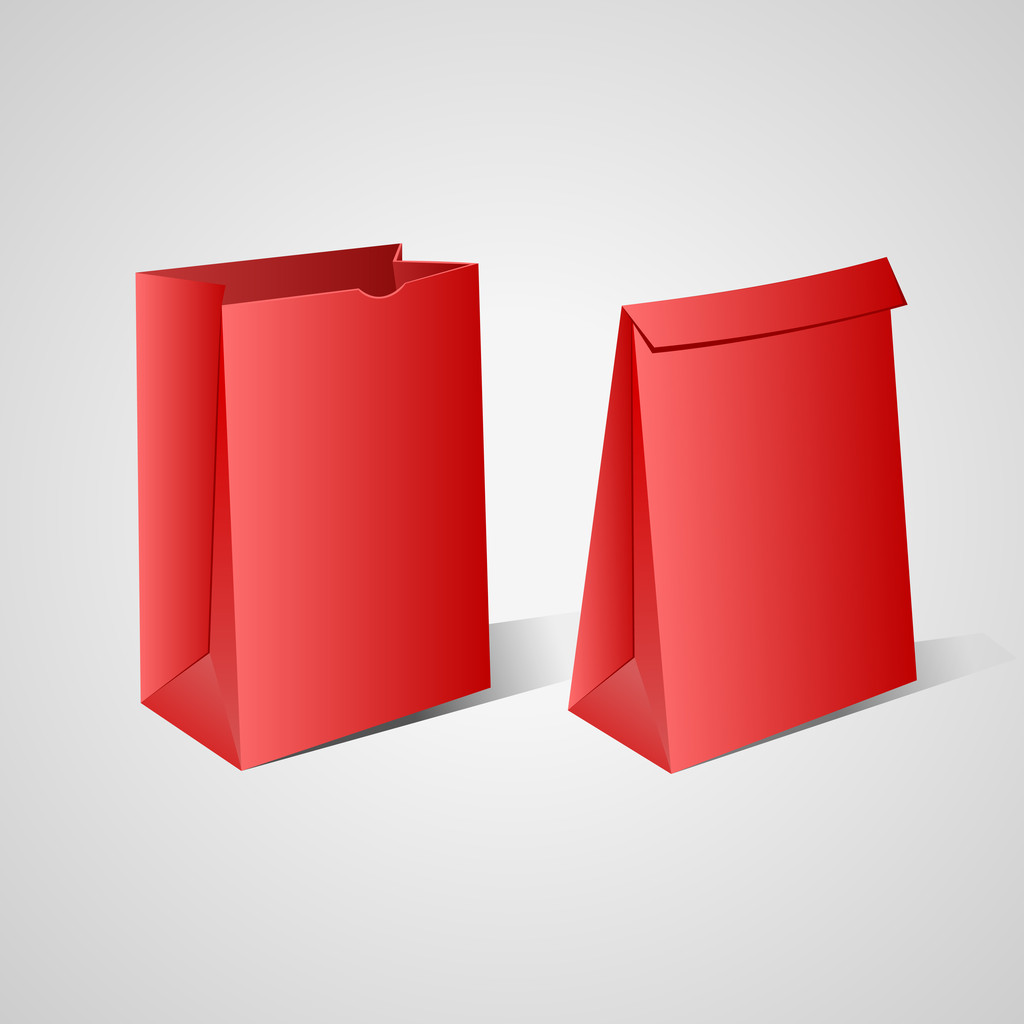 two red paper bags.Vector Illustration - Vector, Image