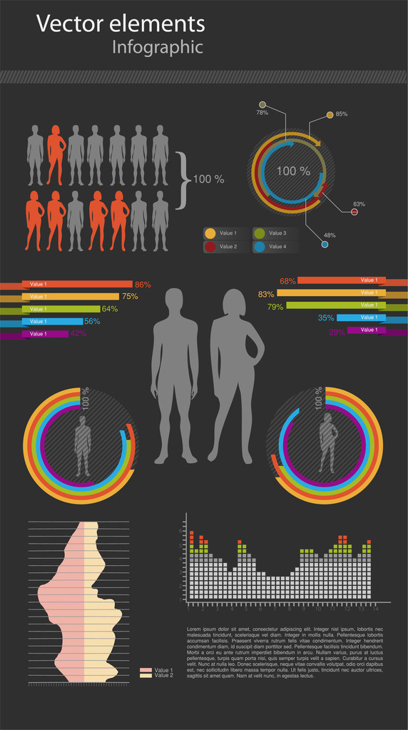 vektör infographics siyah zemin - Vektör, Görsel