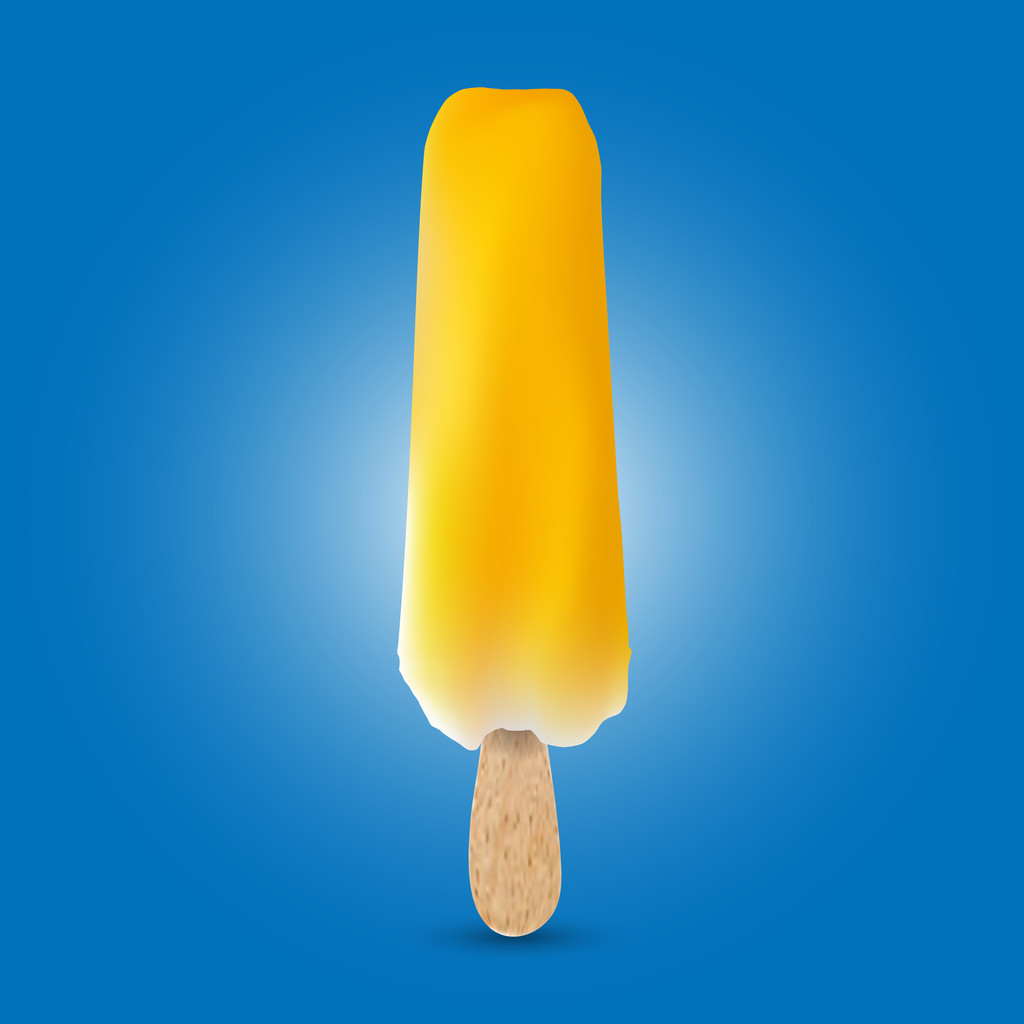 żółte owoce lody na patyku - ilustracja wektorowa - Wektor, obraz