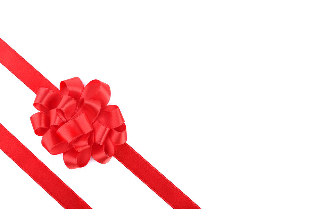 Red bow with ribbon isolated on white background - Photo, Image