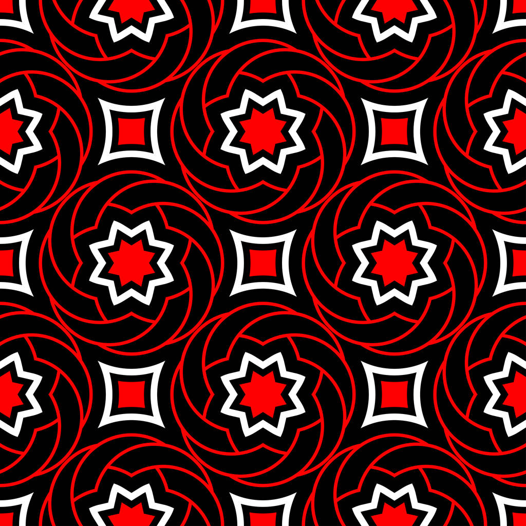 Безшовний геометричний малюнок. Чорно-червоно-білий фон для шпалер, текстилю та тканин
 - Вектор, зображення