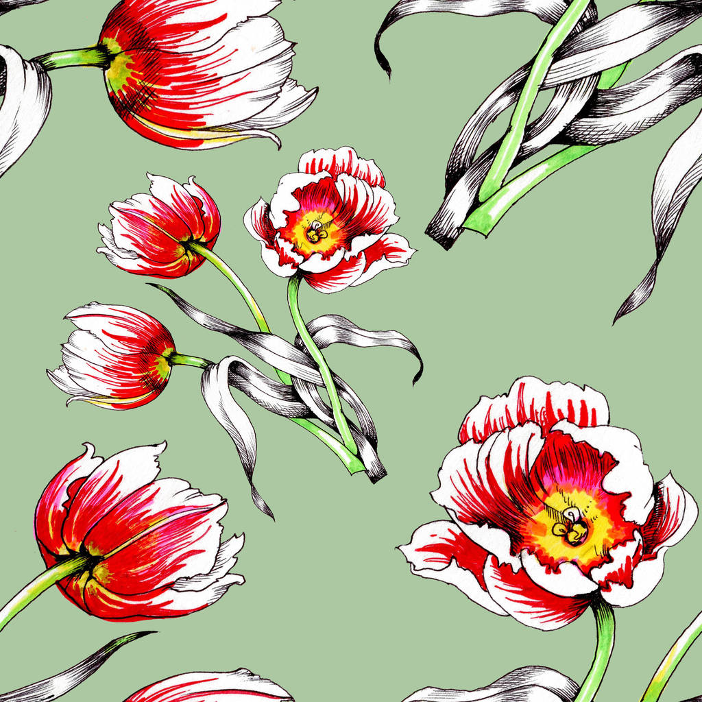  vzor bezešvé s krásné barevné tulipány - Fotografie, Obrázek