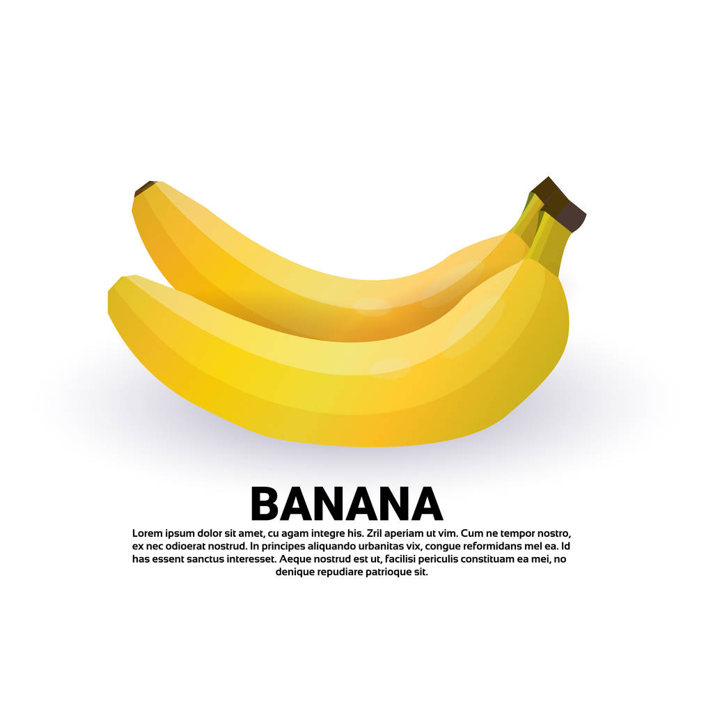 banana on white background, healthy lifestyle or diet concept, logo for fresh fruits - Vector, Image