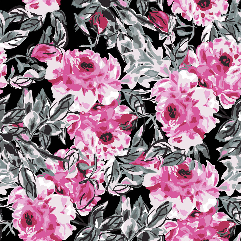 Elegant seamless pattern with peony flowers, design elements. Floral  pattern for invitations, cards, print, gift wrap, manufacturing, textile, fabric, wallpapers - Vector, Image