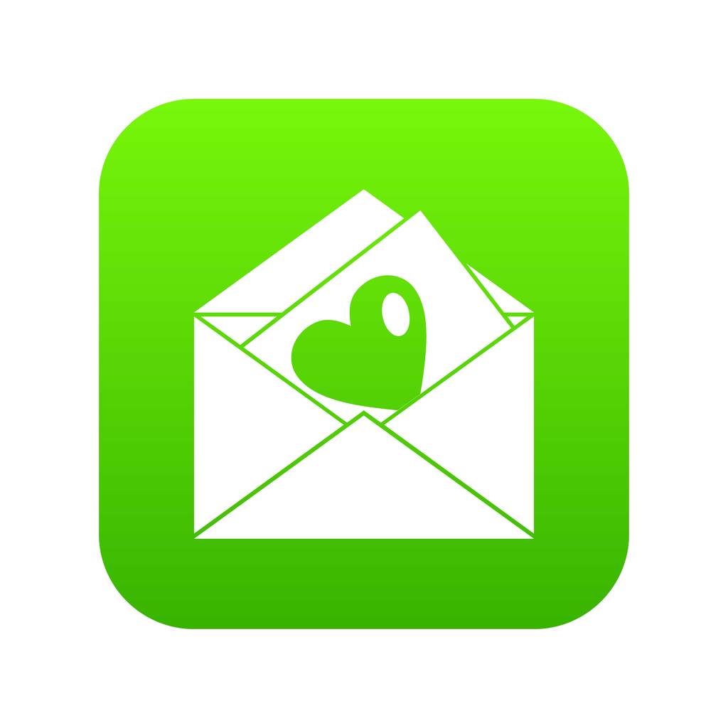 envelopes vintage e ícone do coração verde digital
 - Vetor, Imagem