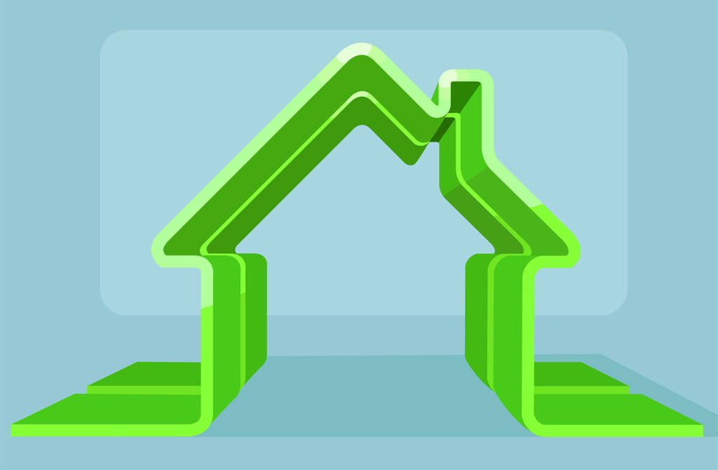 Vector van een groen huis-overzicht. - Vector, afbeelding