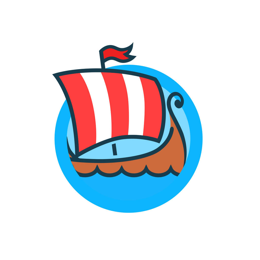 Emblem mit skandinavischen Wikinger Kriegsschiff - drakkar. Vektor-Symbol isoliert auf weißem Hintergrund, Folge 10. - Vektor, Bild