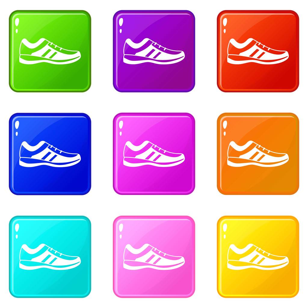 Hombres zapatillas iconos 9 conjunto
 - Vector, imagen