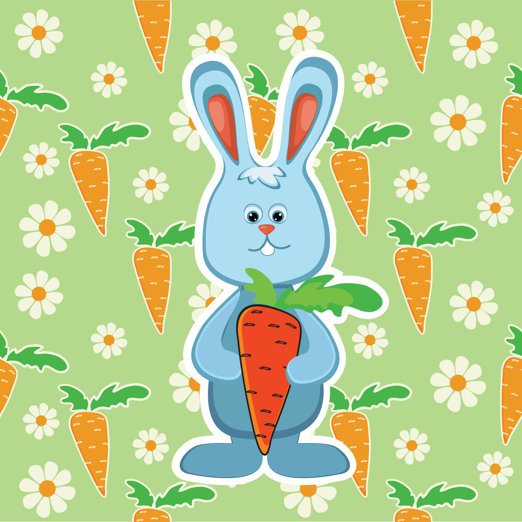 Kaninchen mit Karotte. Vektorillustration - Vektor, Bild