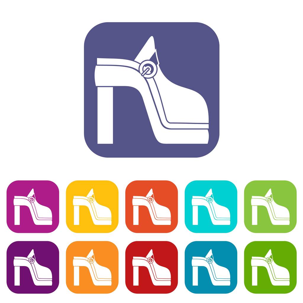 Icons set kadın ayakkabı - Vektör, Görsel