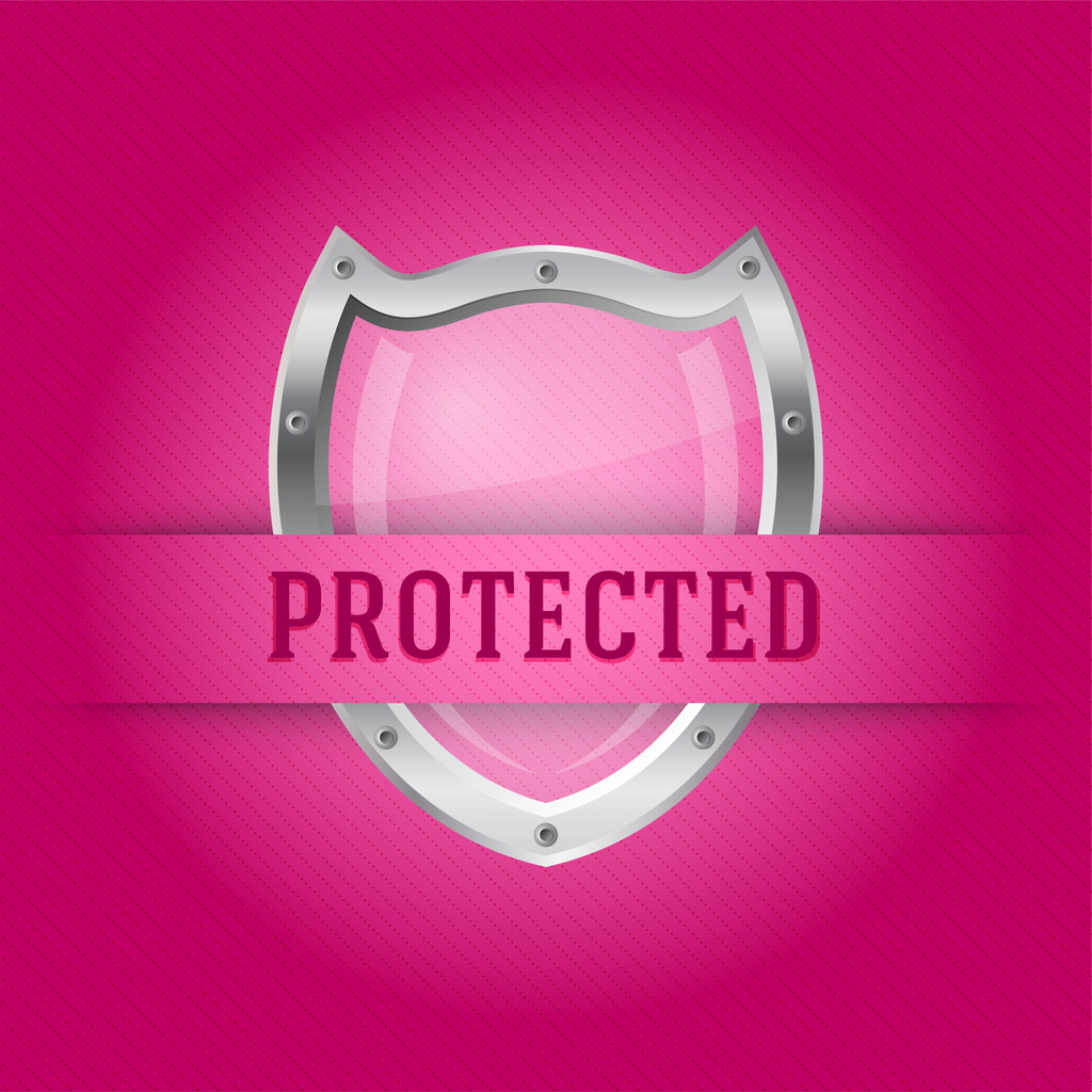 Proteger el escudo de plata en el fondo rosa
 - Vector, Imagen