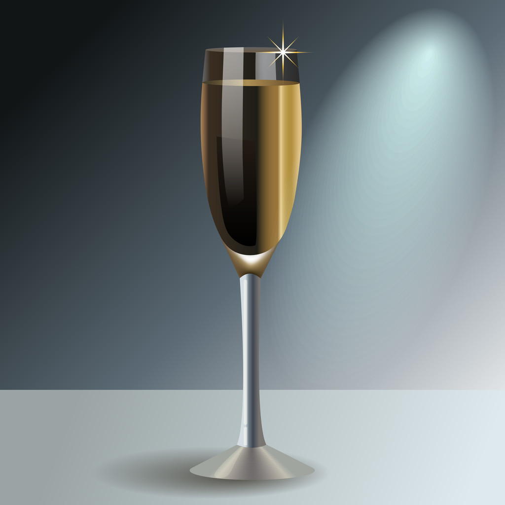 glas champagne, vector geïllustreerd - Vector, afbeelding