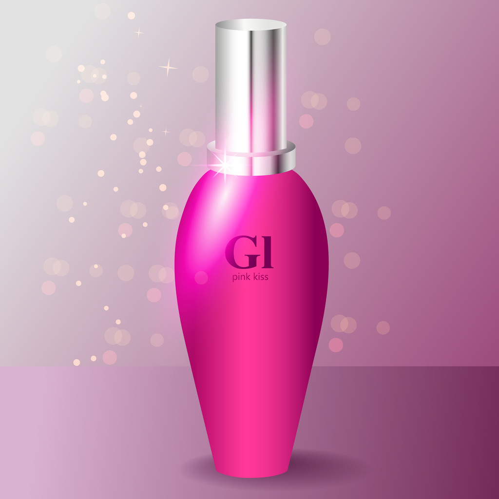 Рожева пляшка парфумів, векторний дизайн
 - Вектор, зображення