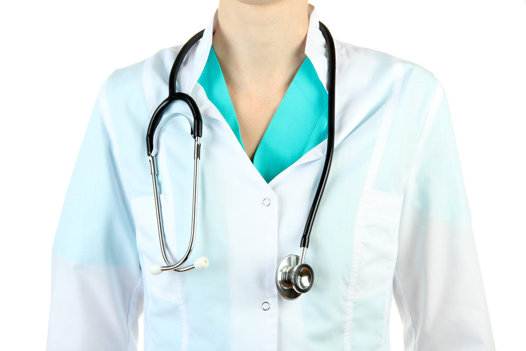 Arzt mit Stethoskop, isoliert auf weiß - Foto, Bild