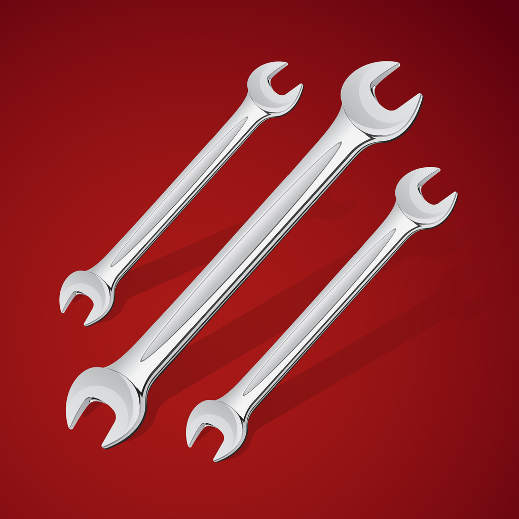 Vector hand wrench tools or spanners - Vector, Image