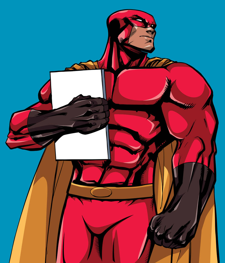 Superhero Holding Book - Vector, Image