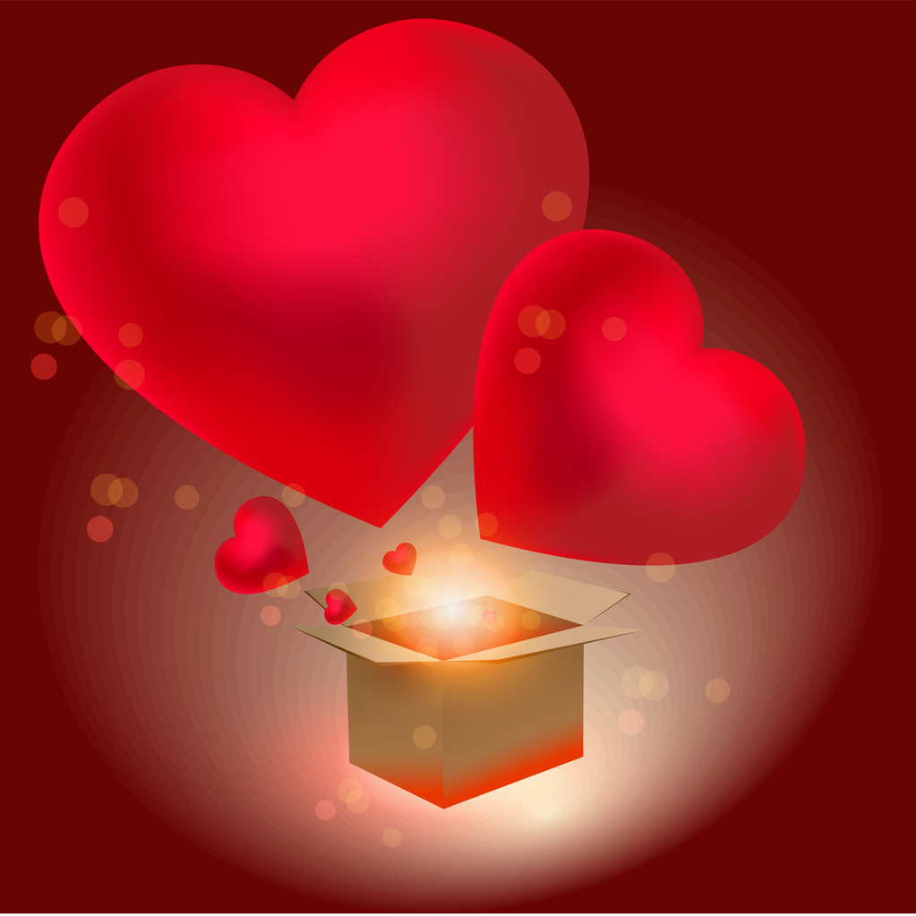 Herz Geschenk Geschenk Valentinstag Vektor Hintergrund - Vektor, Bild