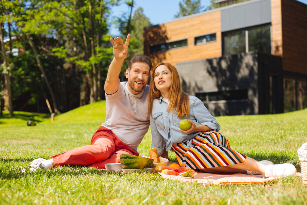 Veselý muž a žena na pikniku - Fotografie, Obrázek
