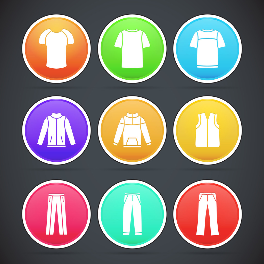 Conjunto de vectores de ropa iconos de colores
 - Vector, imagen