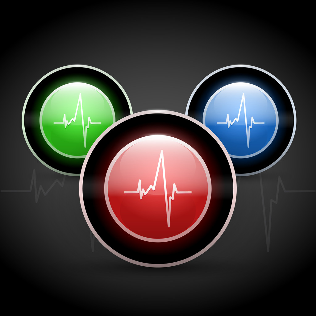 Серцебиття на кольорових круглих веб-кнопках
 - Вектор, зображення