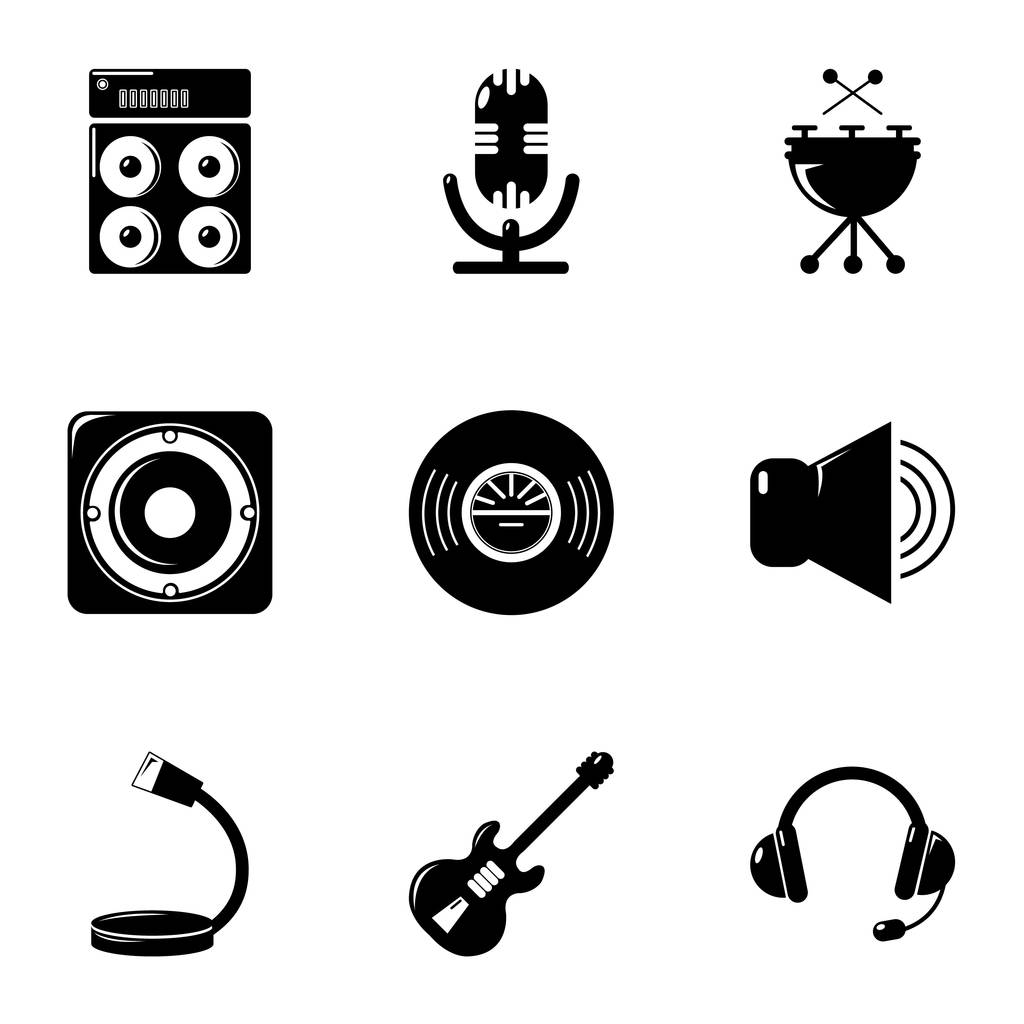 Conjunto de iconos de ecualizador de música, estilo simple
 - Vector, Imagen