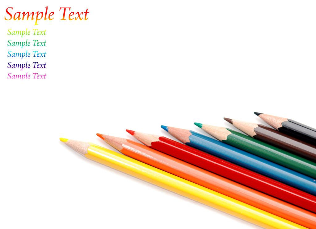 цветные карандаши, изолированные на белом - Фото, изображение