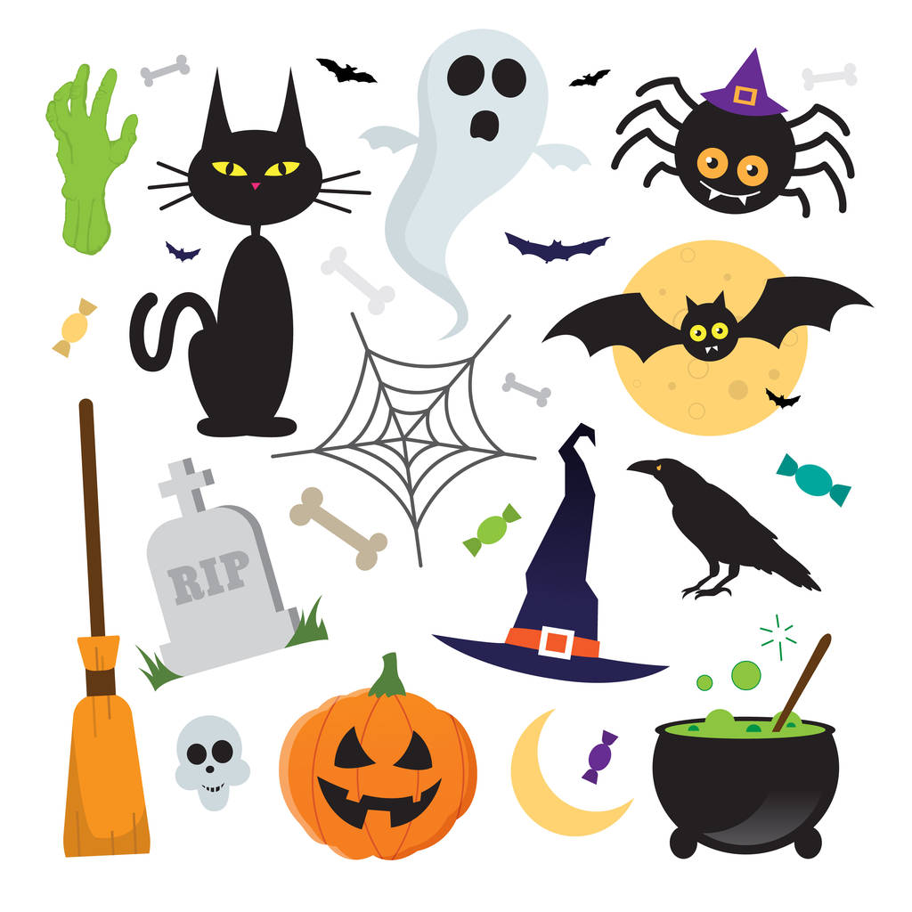 Halloween vector elementen pictogrammen instellen - Vector, afbeelding