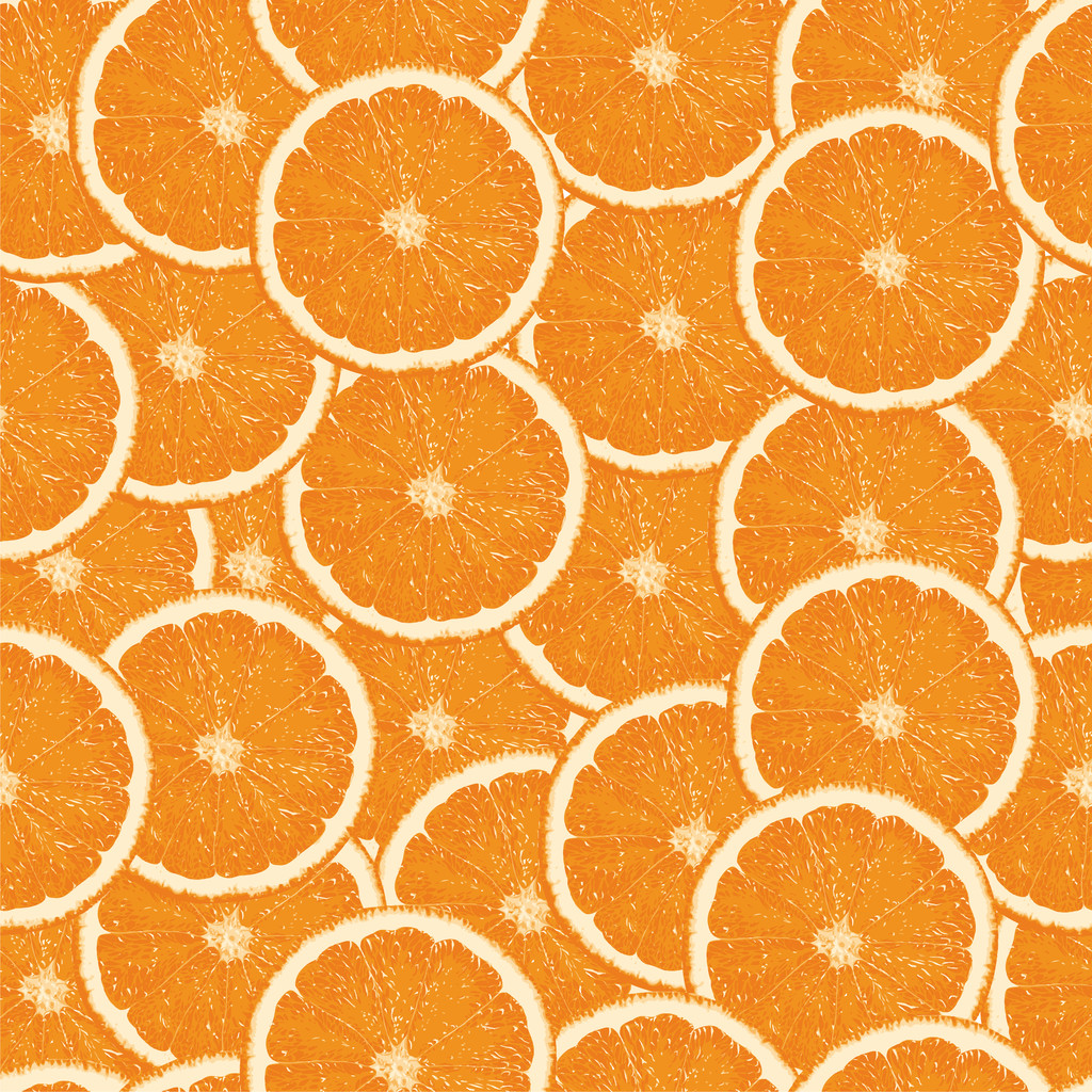 シームレスなオレンジ色のスライスの背景 - ベクター画像