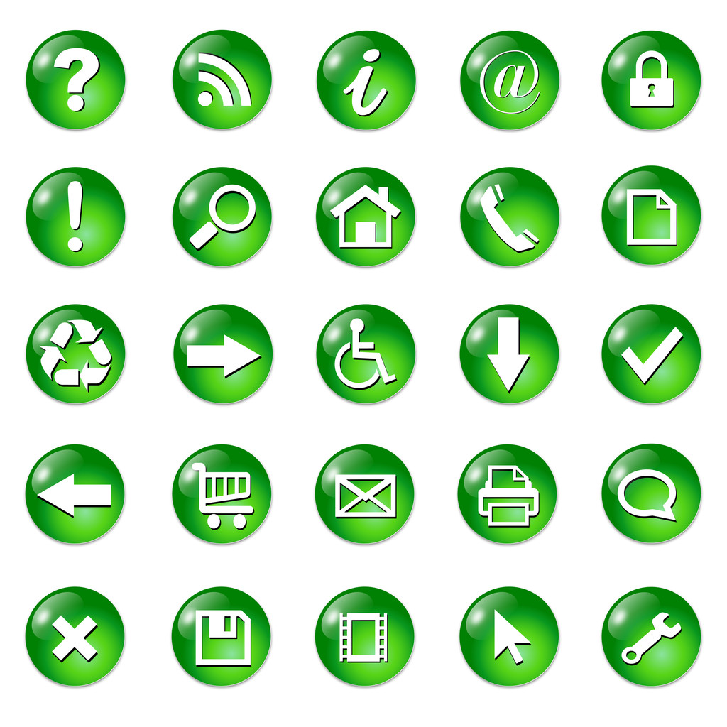 Conjunto de iconos, botones
 - Vector, imagen